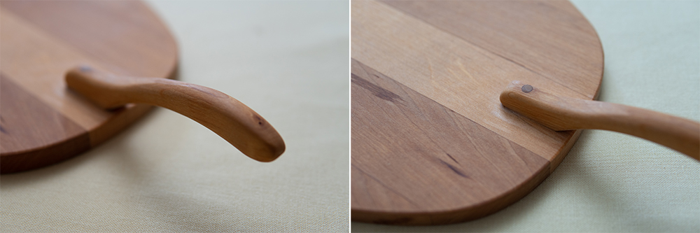 北欧の木工品】ハンドル付きのナチュラルな木製オードブルトレー